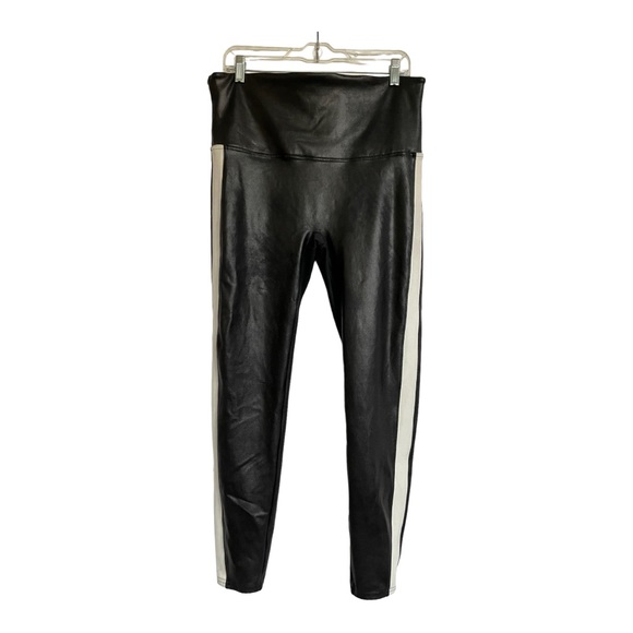 SPANX Faux Leather Side Stripe Leggings 2X Black - Picture 2 of 14